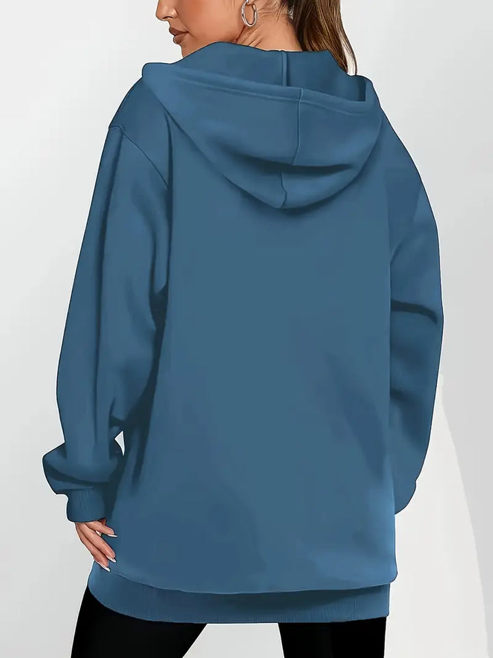 Angeleen - Geometric Print Zip-Up Hooded Jacket