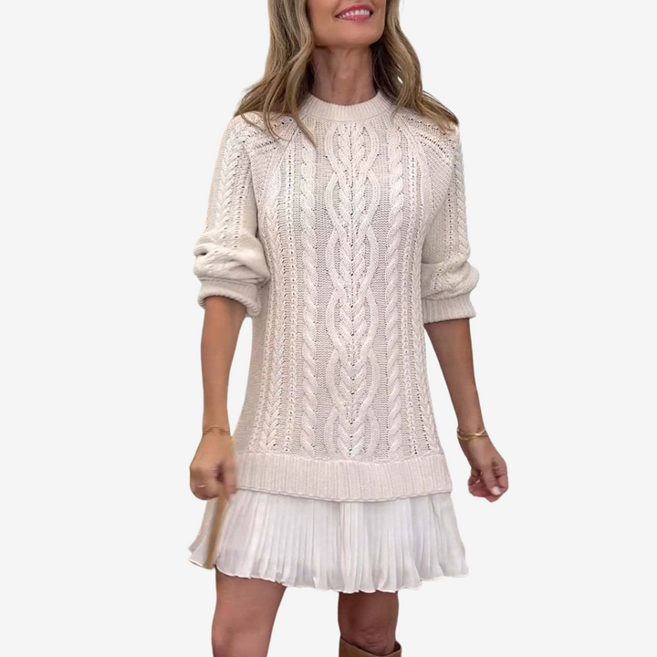 Zorina - Knit Sweater Dress with Pleated Skirt
