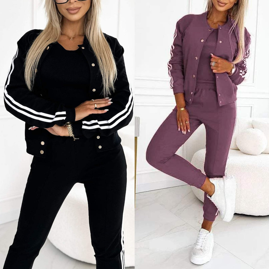 Kendra - Round Neck Jacket and Pant 3 Piece Set
