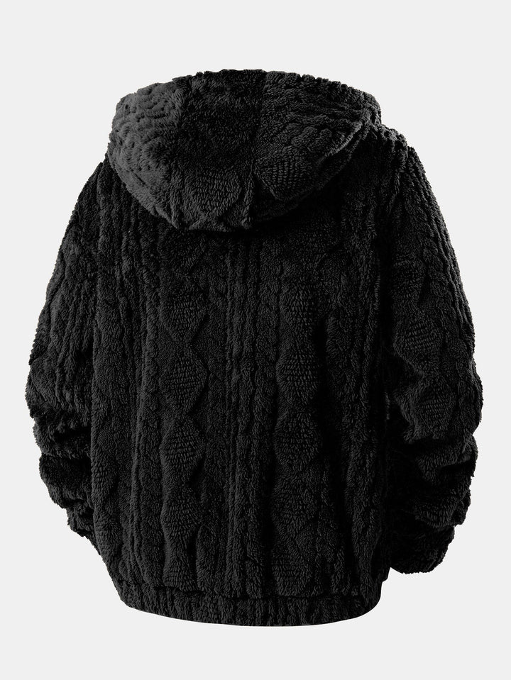 Alonzo - Geometric Jacquard Teddy Hoodie