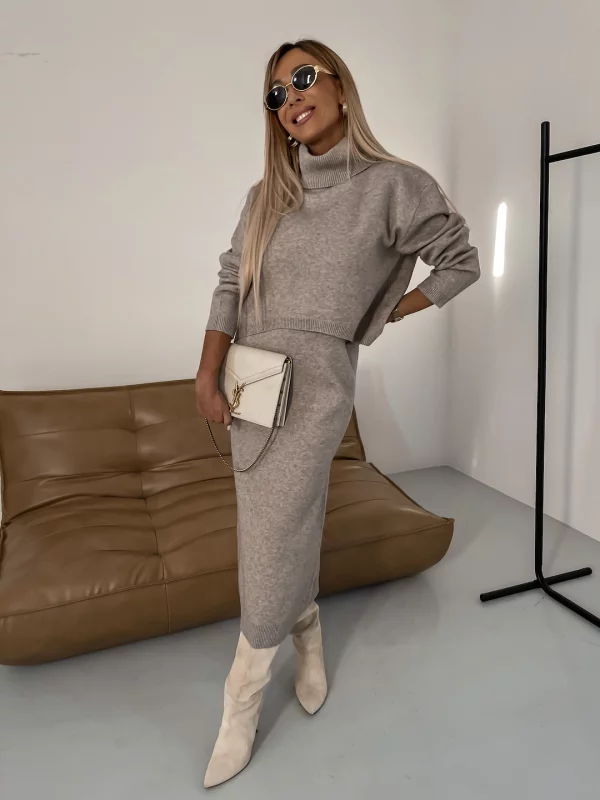 Kathleen - Turtleneck Two-Piece Winter Knitting Set