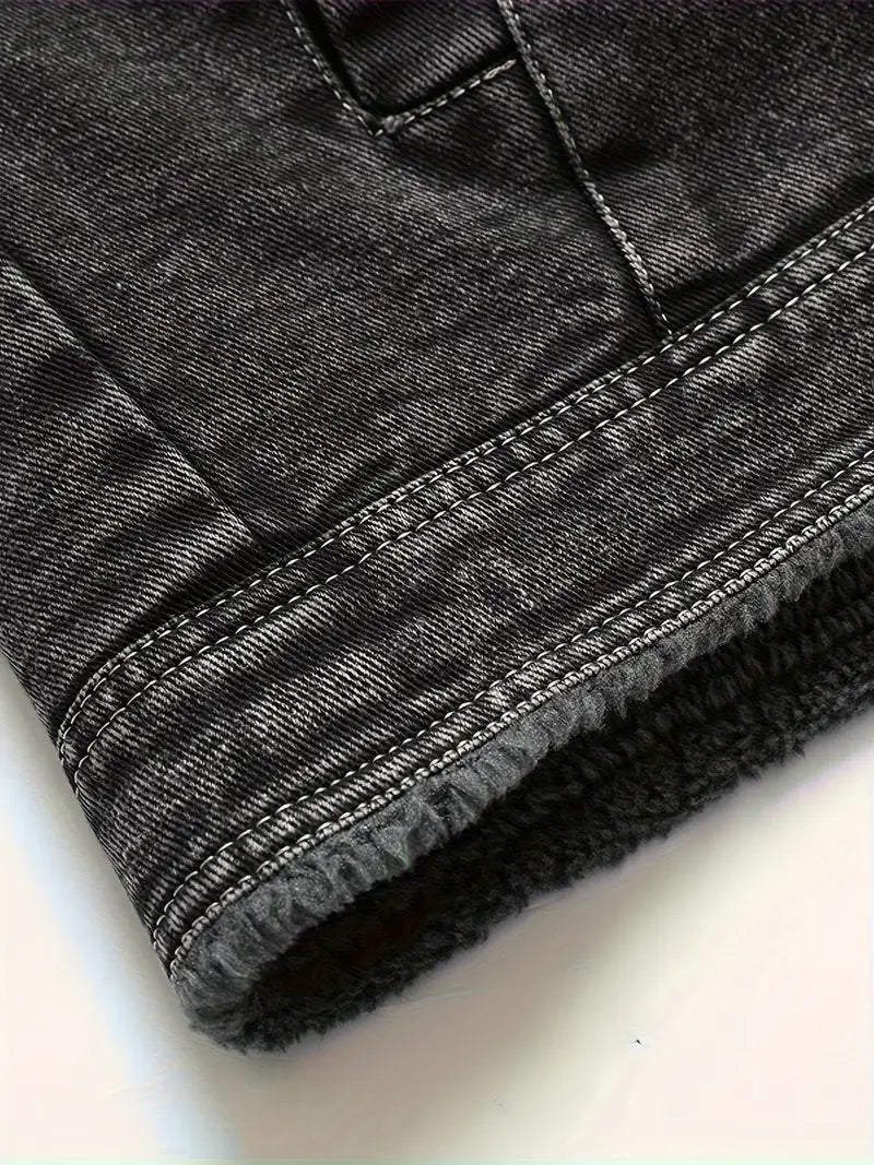 Geoffroy - Vintage Denim Jacket With Fleece Lining