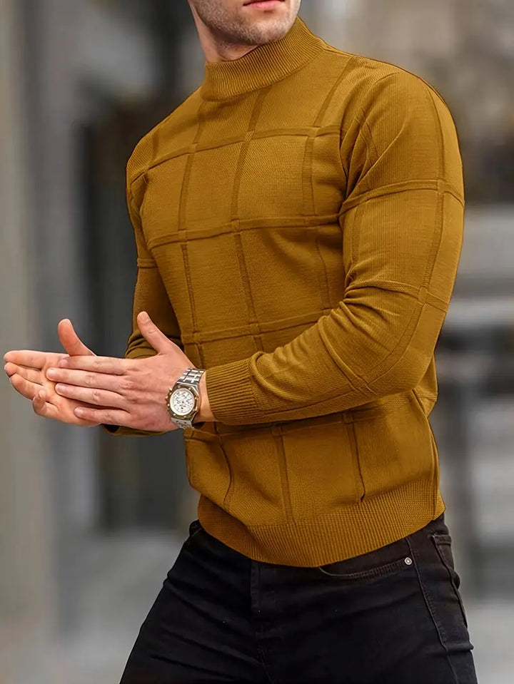Nunzio - Comfortable Knitted Mock Neck Sweater
