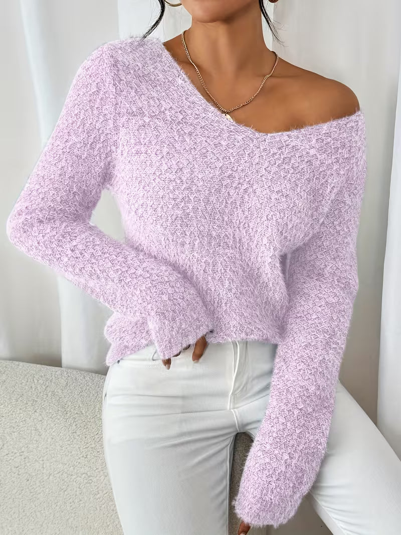 Aderah - Loose Fitting V-Neck Sweater