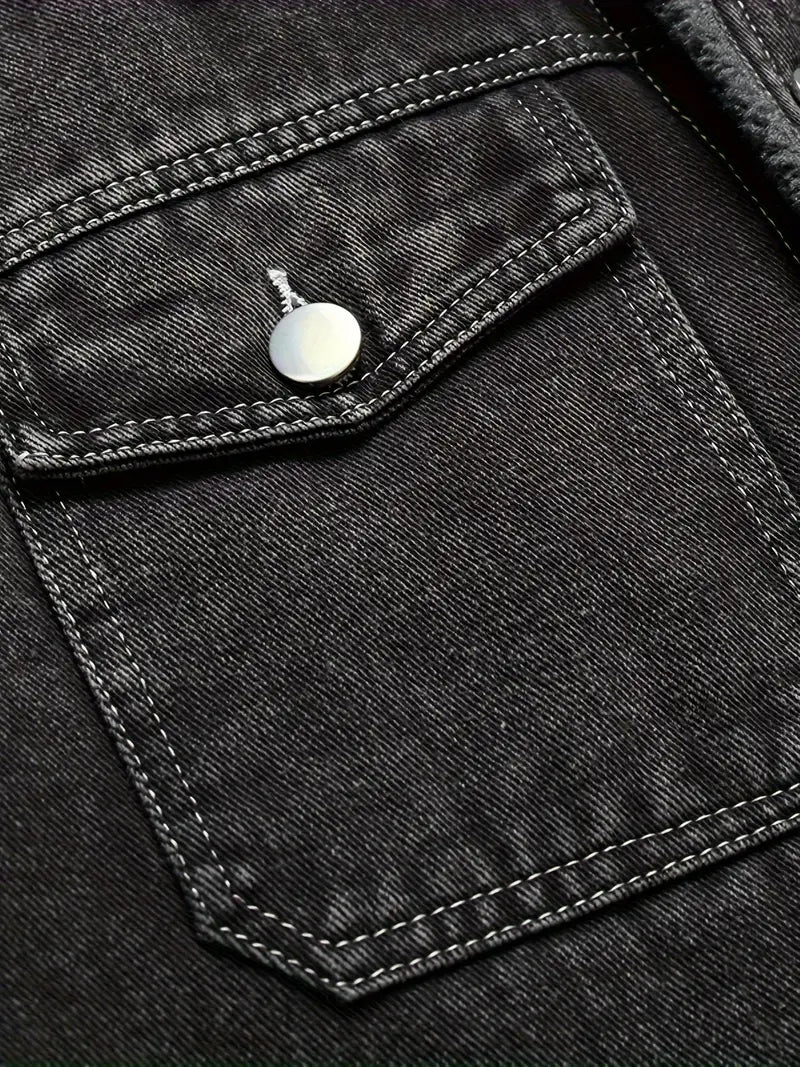 Geoffroy - Vintage Denim Jacket With Fleece Lining