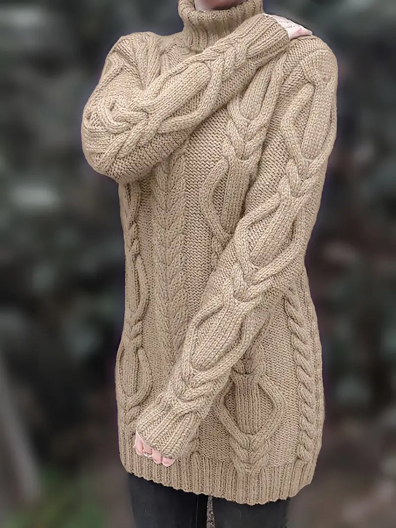 Narda - Chunky Cable Knitted Turtleneck Dress