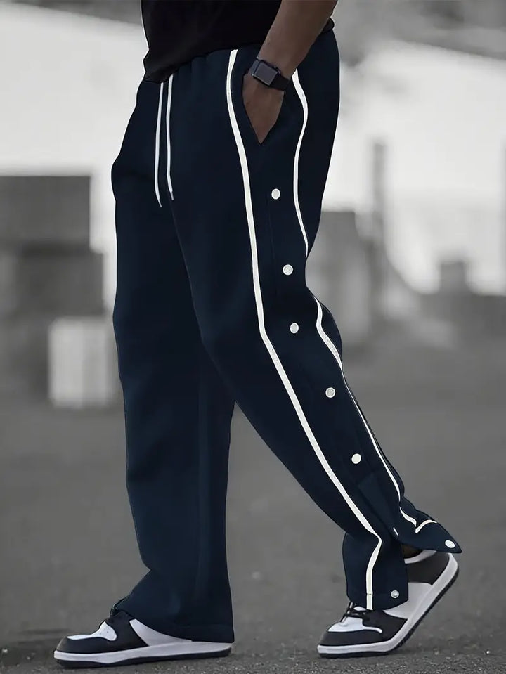 Mendis - Casual Sport Straight-Leg Pant With Snap Button