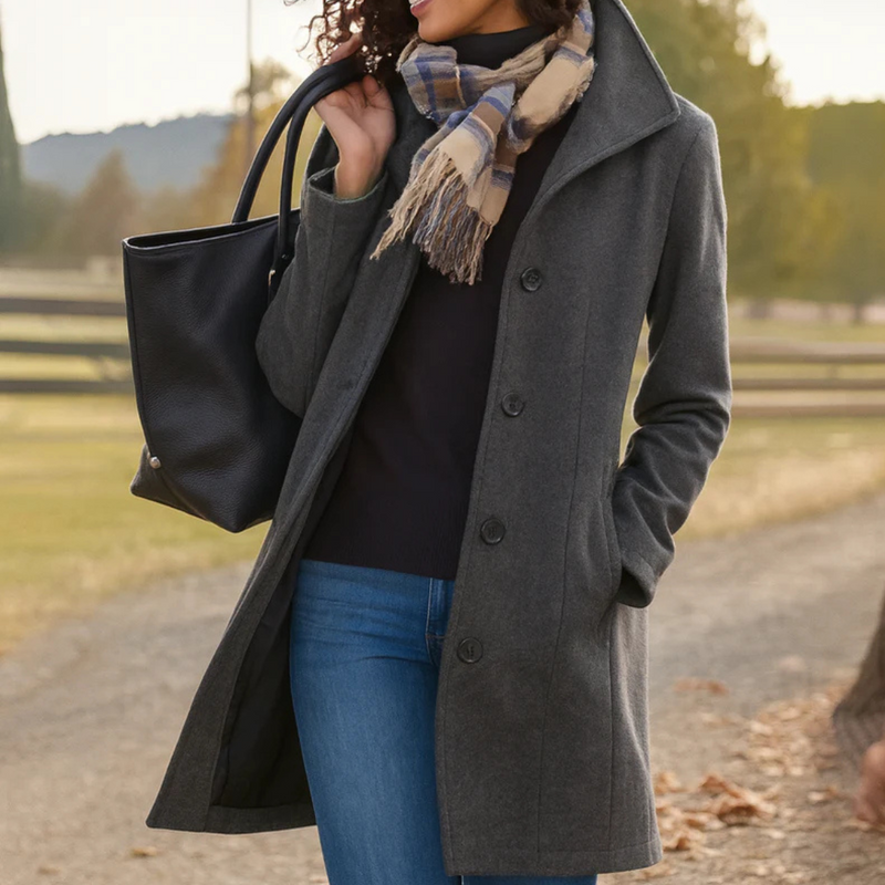 Quendra - Long Sleeve Button Up Coat