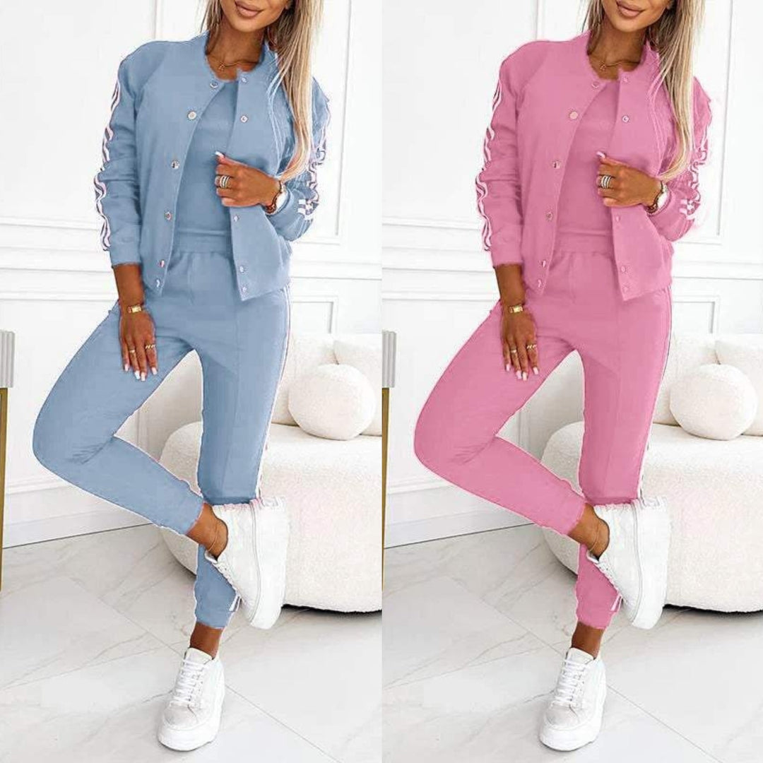 Kendra - Round Neck Jacket and Pant 3 Piece Set