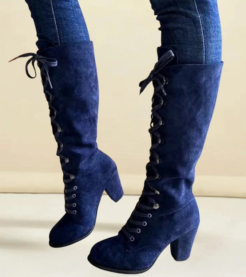 Asmita - Lace-Up High Heel Suede Boots