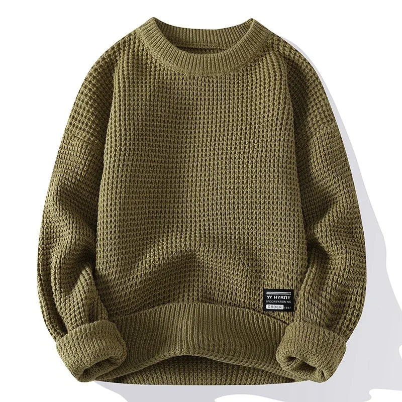 Henning - Waffle Knitted Sweater With Long Sleeve