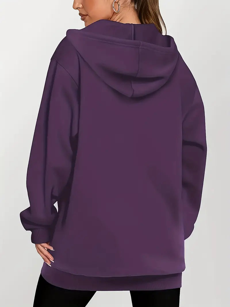 Angeleen - Geometric Print Zip-Up Hooded Jacket