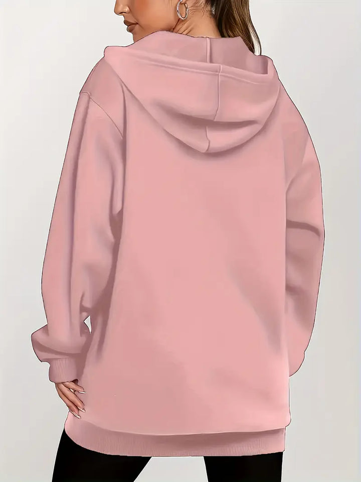 Angeleen - Geometric Print Zip-Up Hooded Jacket