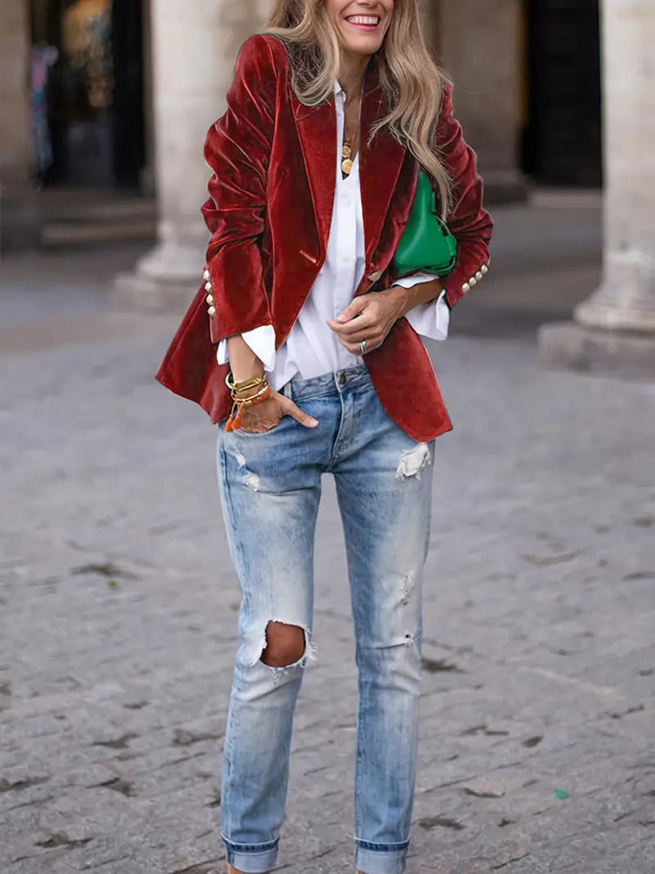 Desiree - Retro Elegant Single Button Blazer