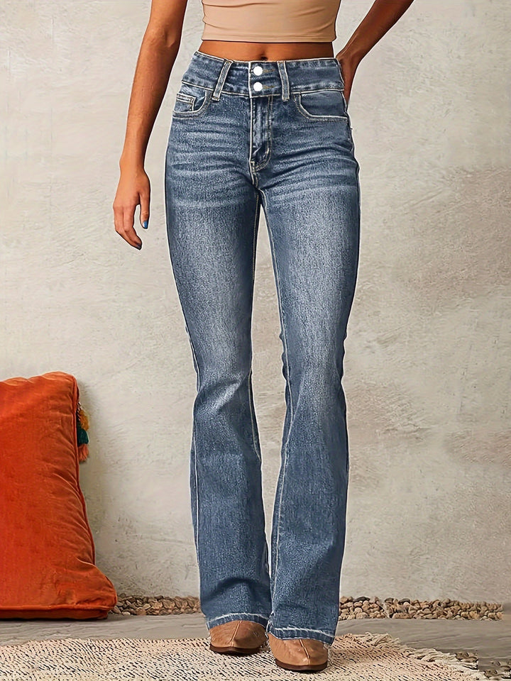 Nirvana - Denim Front Button Flared Pants