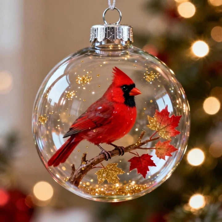 FrostFlight - Collection Of Glass Christmas Baubles With Cute Birds