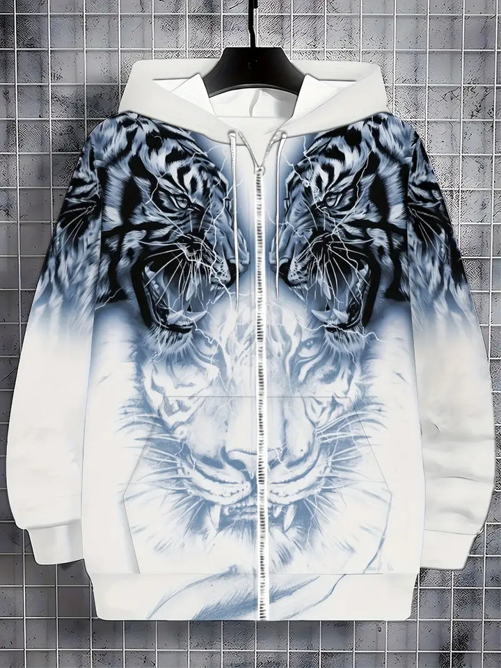 Murillo - Casual Long Sleeve Hoodie Jacket With Tiger Print