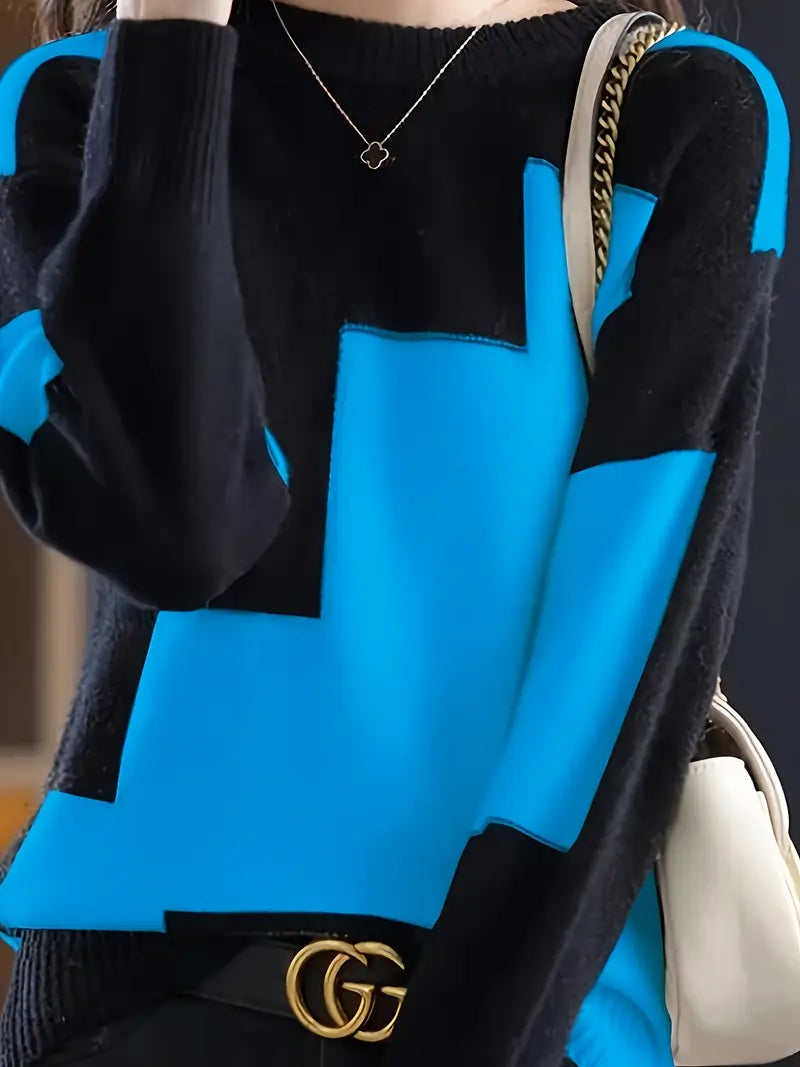 Gala - Elegant Long Sleeve Sweater With Geometric Pattern