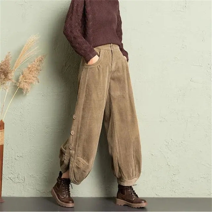 Krystal - Corduroy Split Velvet Harem Pant