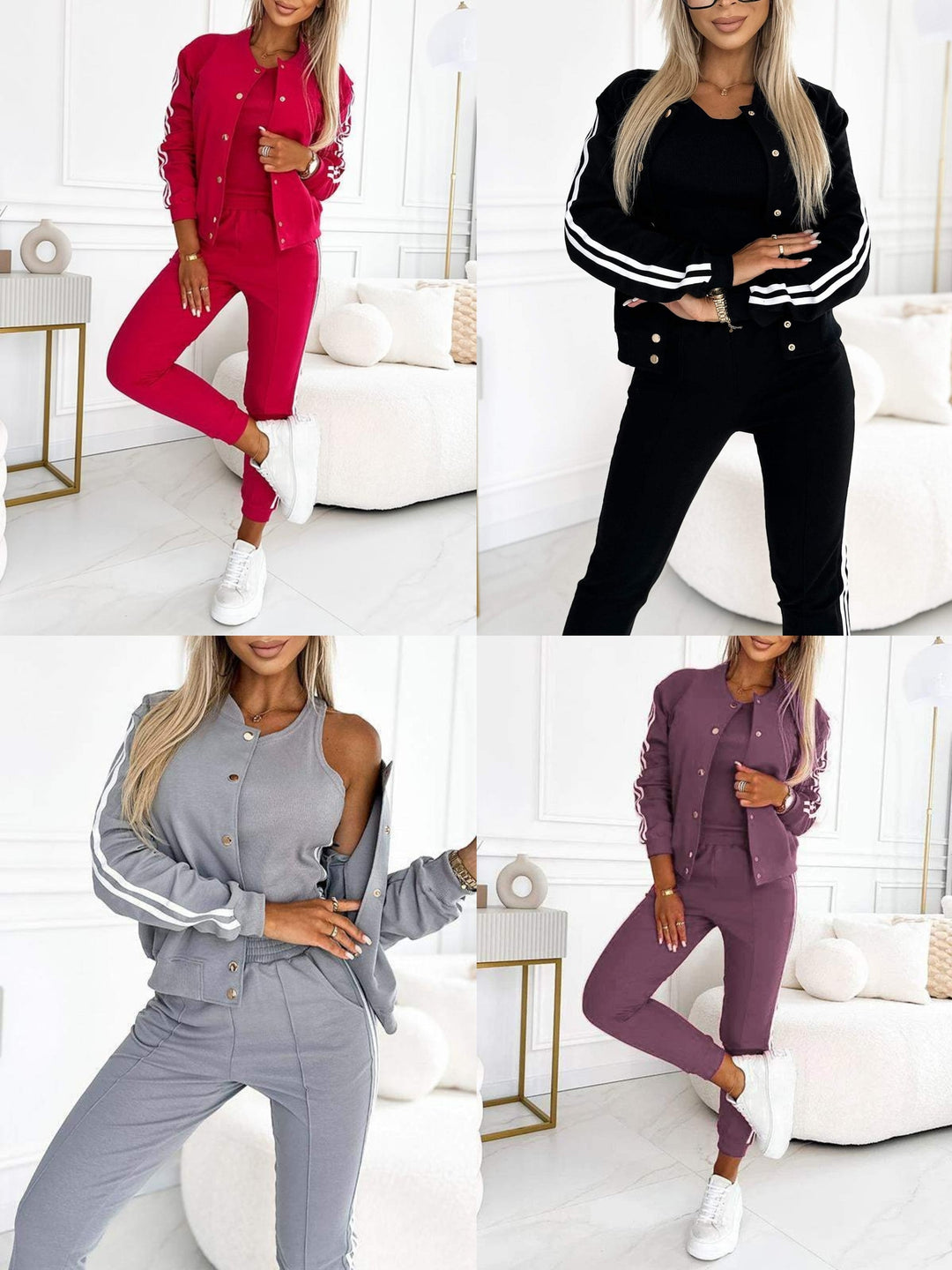 Kendra - Round Neck Jacket and Pant 3 Piece Set