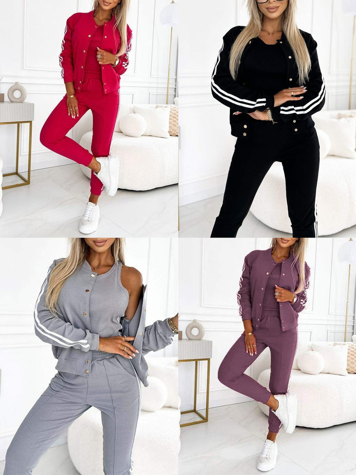 Kendra - Round Neck Jacket and Pant 3 Piece Set