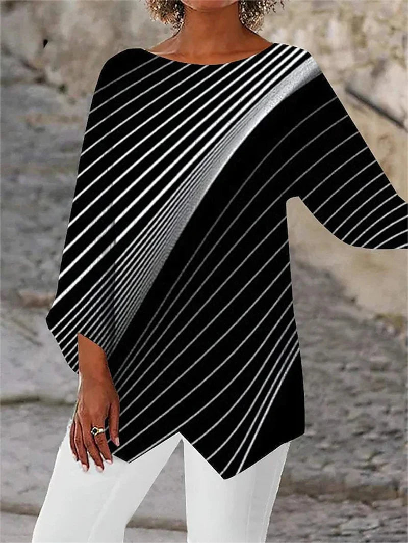 Soraya - Round Neck And Long Sleeve Printed Shirt