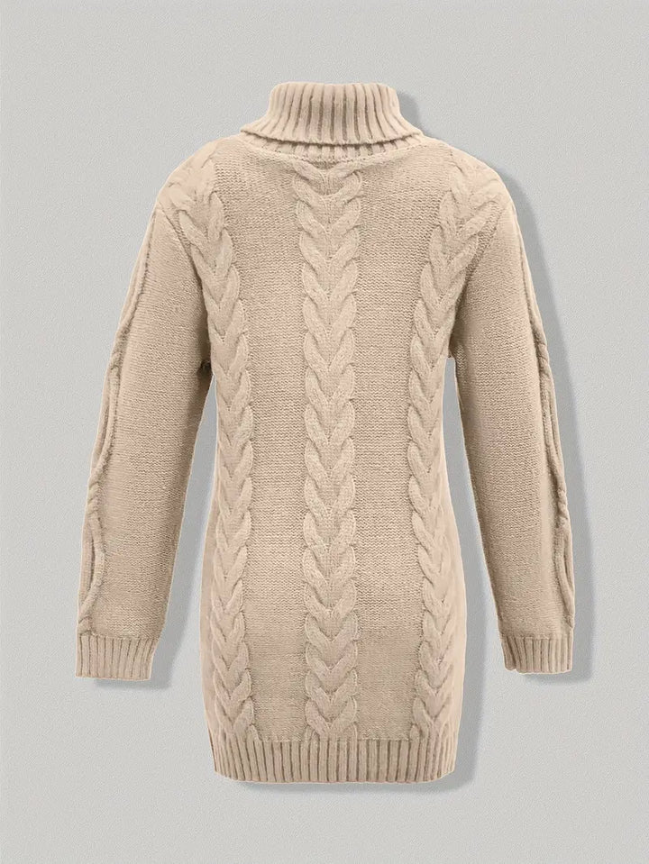 Narda - Chunky Cable Knitted Turtleneck Dress