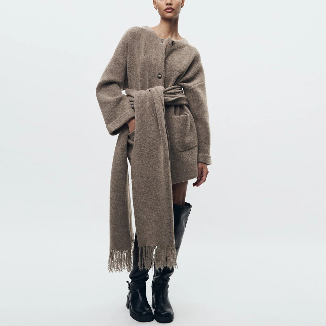 Elske - Knitted Cardigan With Shawl