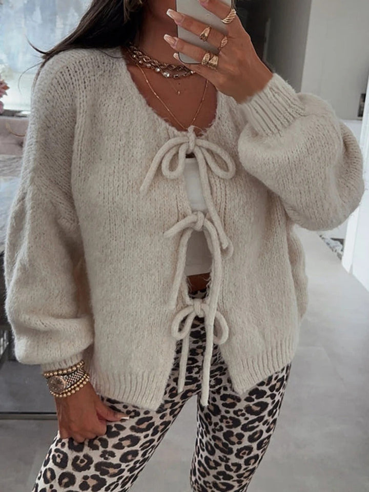 Mya - Fall Tie Front Knitted Cardigan