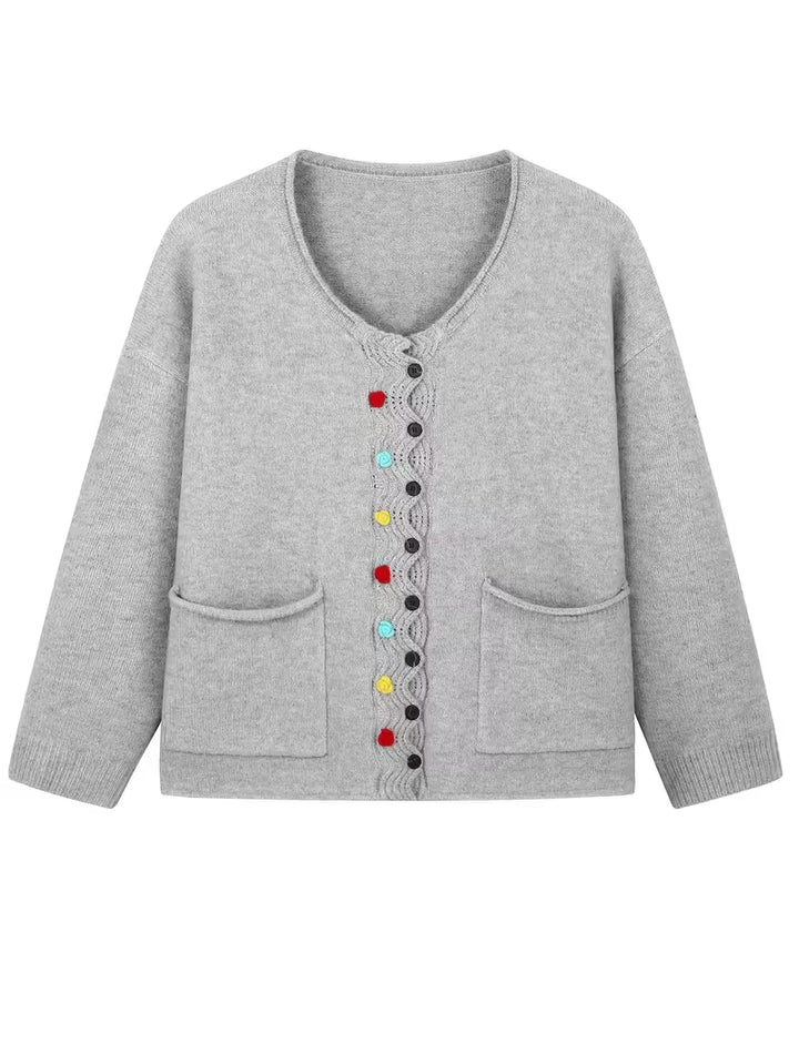 Kynza - Oversize Cardigan With Colorful Button Front