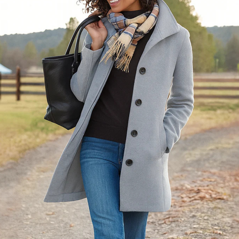 Quendra - Long Sleeve Button Up Coat
