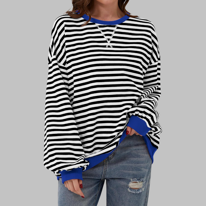 Melorna - Stylish Long Sleeve Striped Sweater