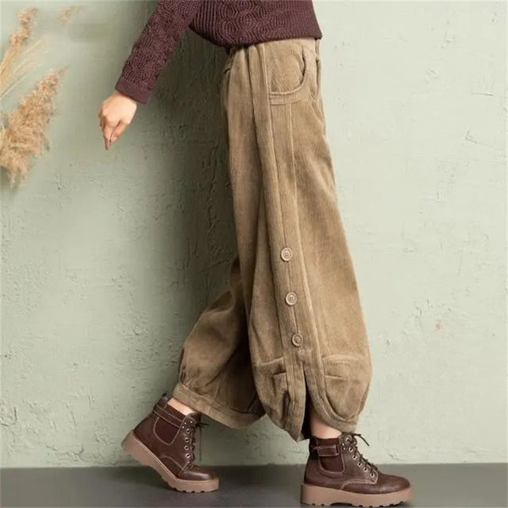 Krystal - Corduroy Split Velvet Harem Pant