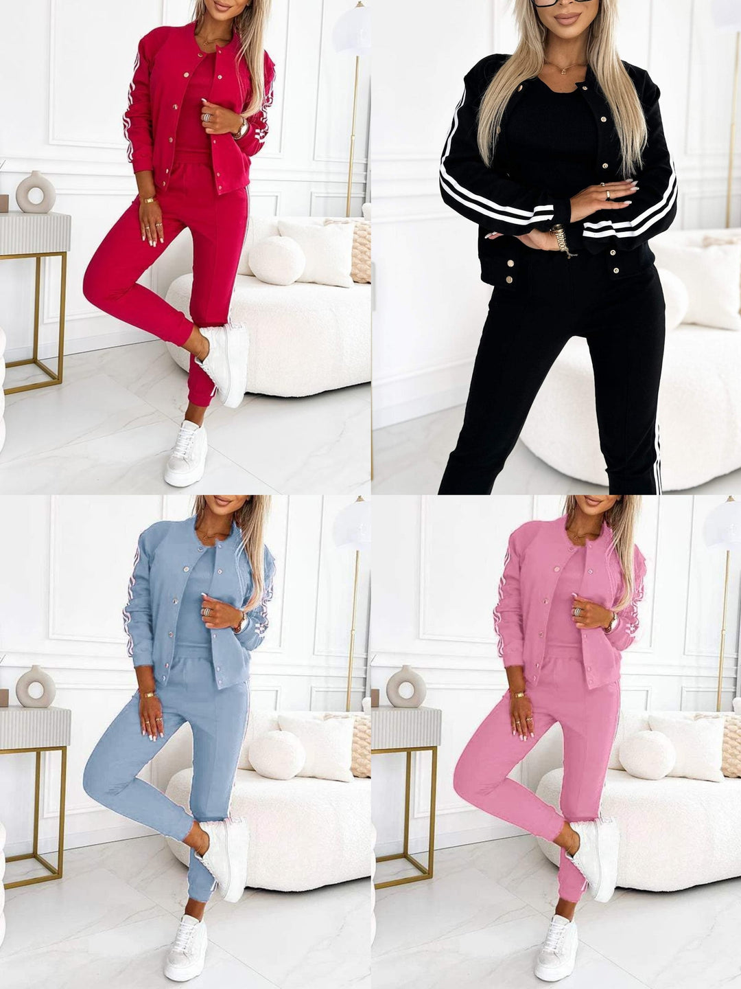 Kendra - Round Neck Jacket and Pant 3 Piece Set