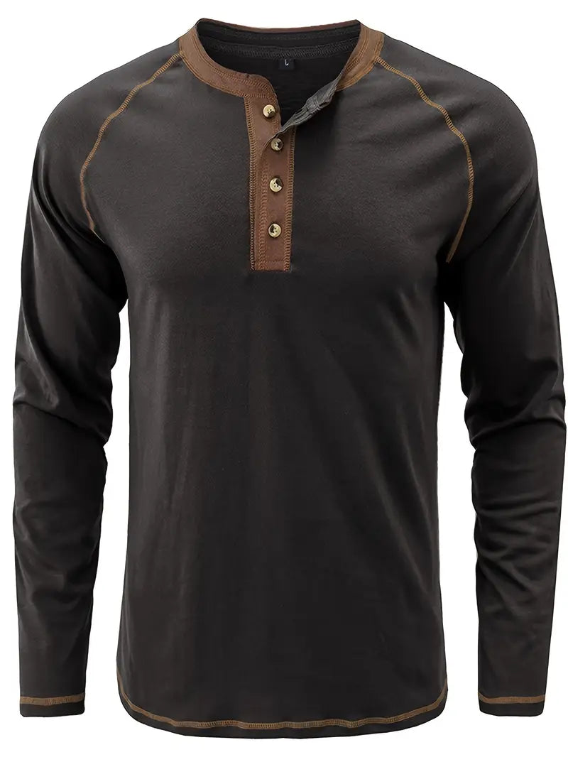 Sharma - Long Sleeve Crew Neck Henley Shirt