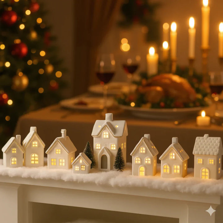 SnowLume - Ceramic Christmas Village LED Décor Set