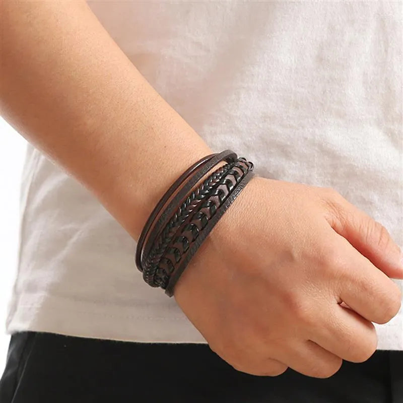 Lennart - Multi-layered Leather Rope Braided Bracelet