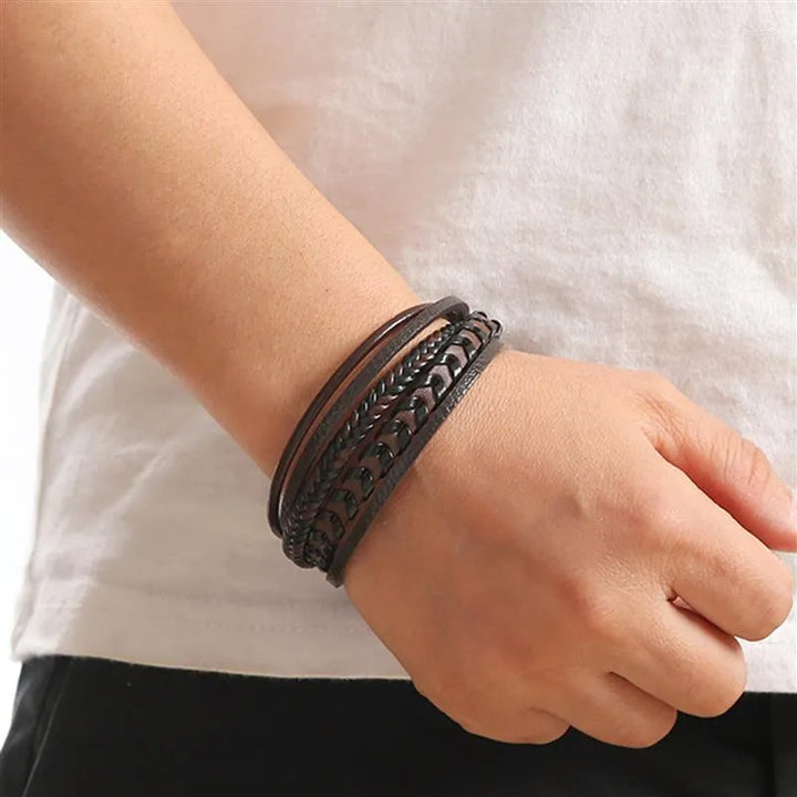 Lennart - Multi-layered Leather Rope Braided Bracelet