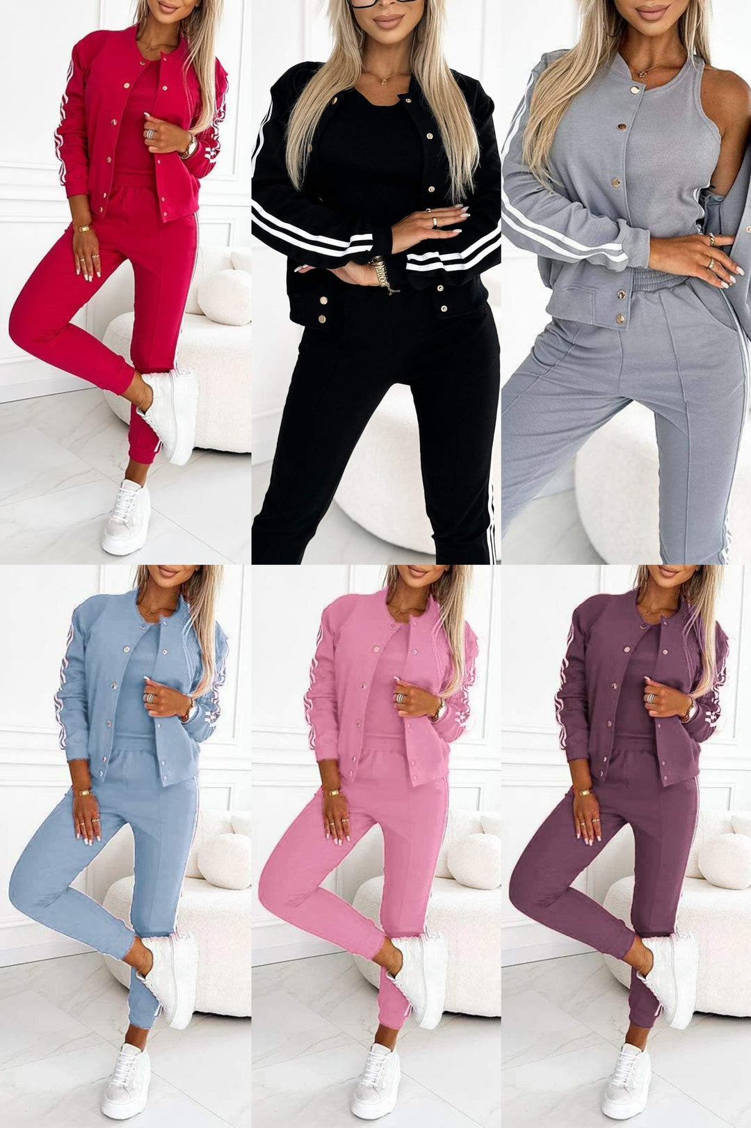 Kendra - Round Neck Jacket and Pant 3 Piece Set