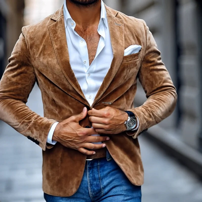 Jrgen - Plain Two Button Suede Blazer