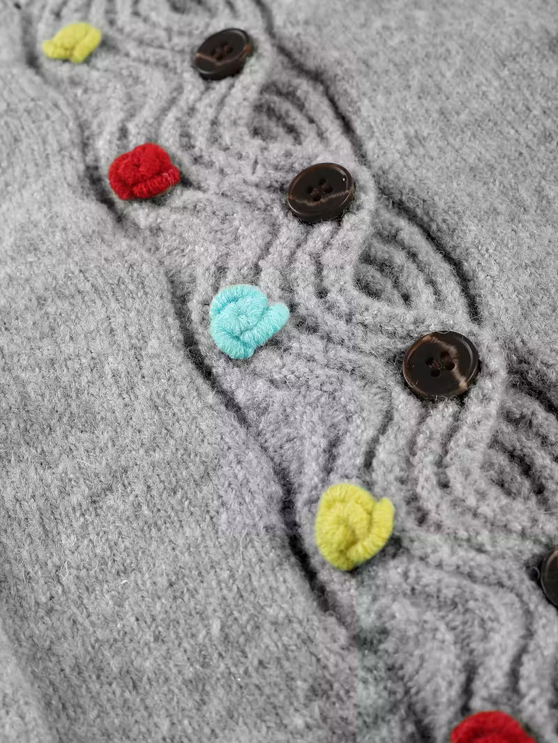 Kynza - Oversize Cardigan With Colorful Button Front