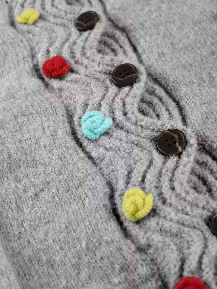 Kynza - Oversize Cardigan With Colorful Button Front