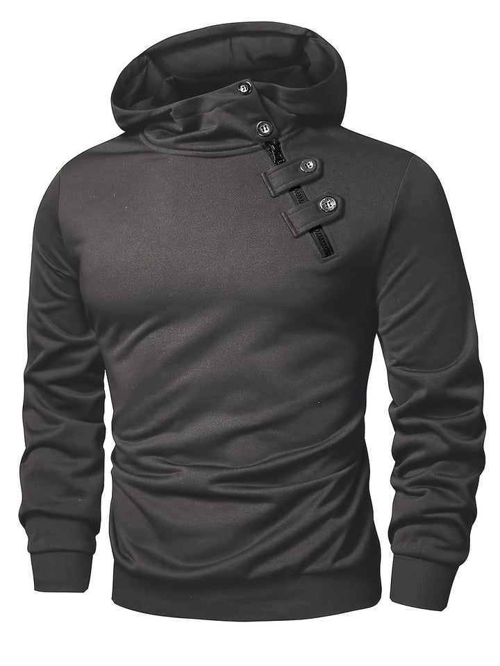 Klod - Casual Long Sleeve Hoodie With Button