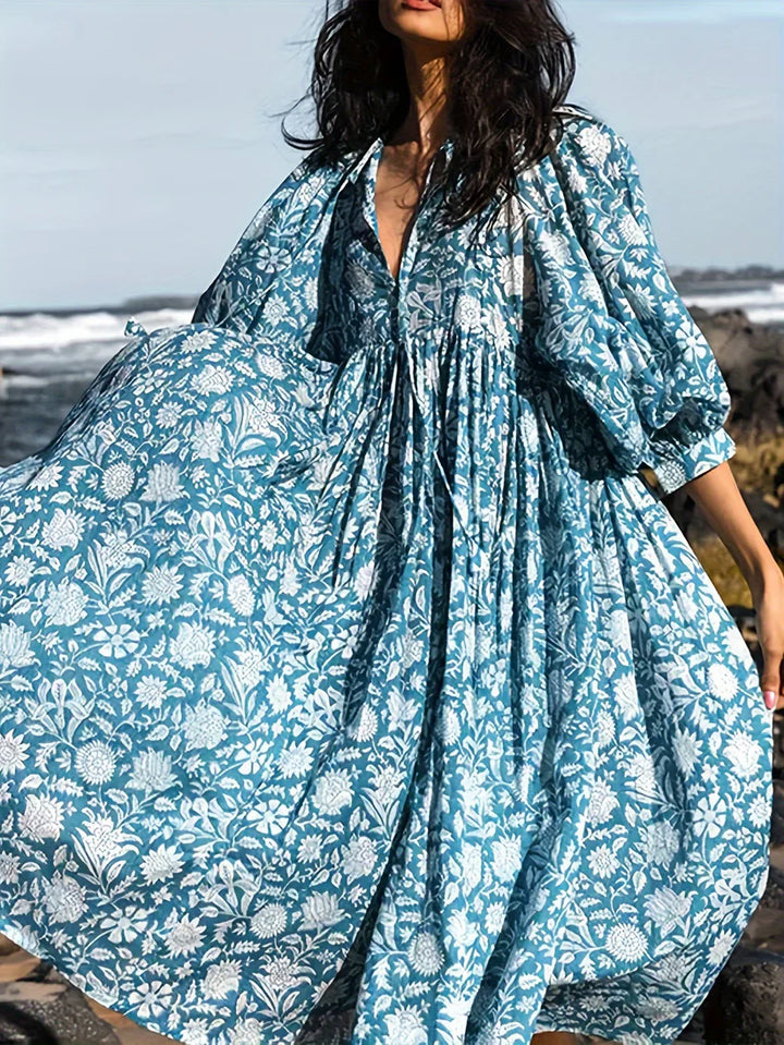 Janna - V Neck Floral Midi Dress