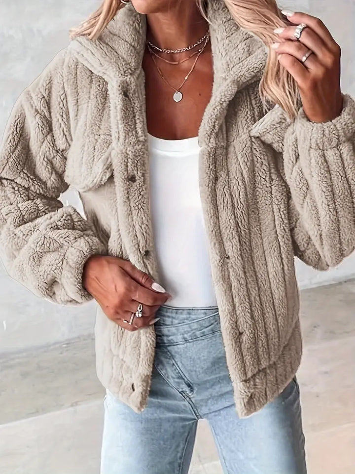 Narin - Casual Teddy Jacket With Faux Pocket
