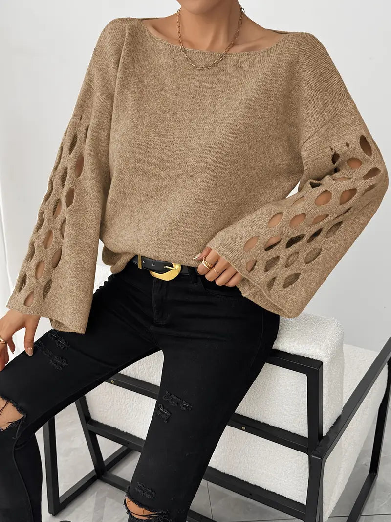 Lanola - Casual Bell Sleeve Sweater