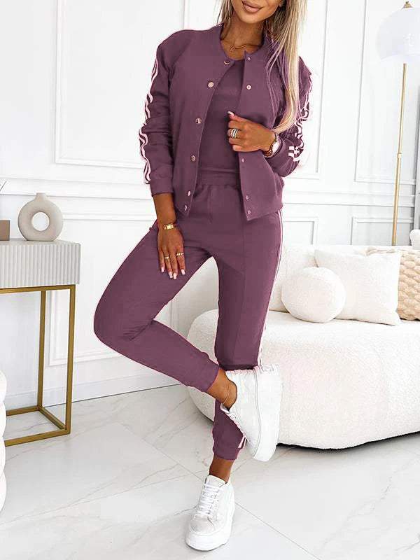 Kendra - Round Neck Jacket and Pant 3 Piece Set
