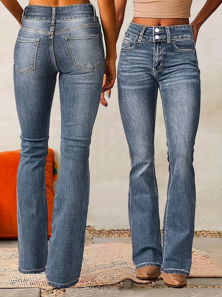 Nirvana - Denim Front Button Flared Pants