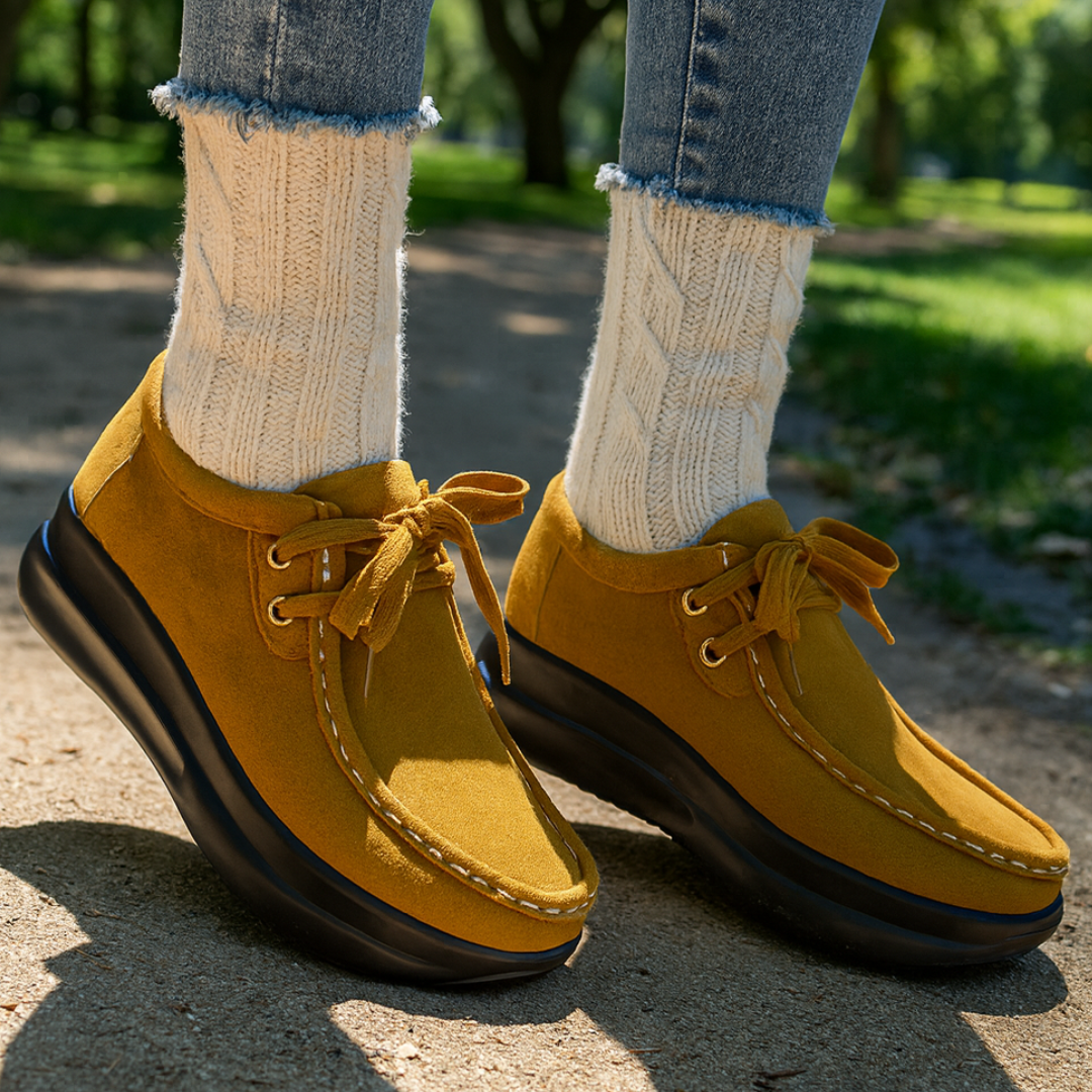 Tonja – Lace Up Suede Shoes With Non Slip Sole