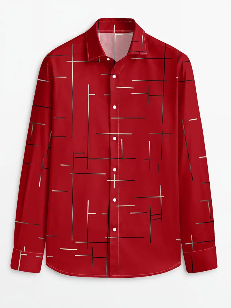 Nerio - Geometric Print Long Sleeve Shirt